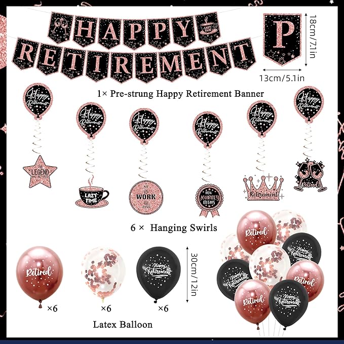 Retirement Party Decorations Women Blue and Pink Happy Retirement