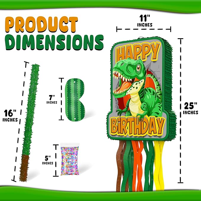 Dinosaur Birthday Pinata 4 Pc Set T Rex Jurassic Party Supply Dino