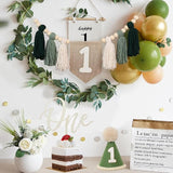 First Birthday Party Decorations Green High Chair Banner No.1 Crown