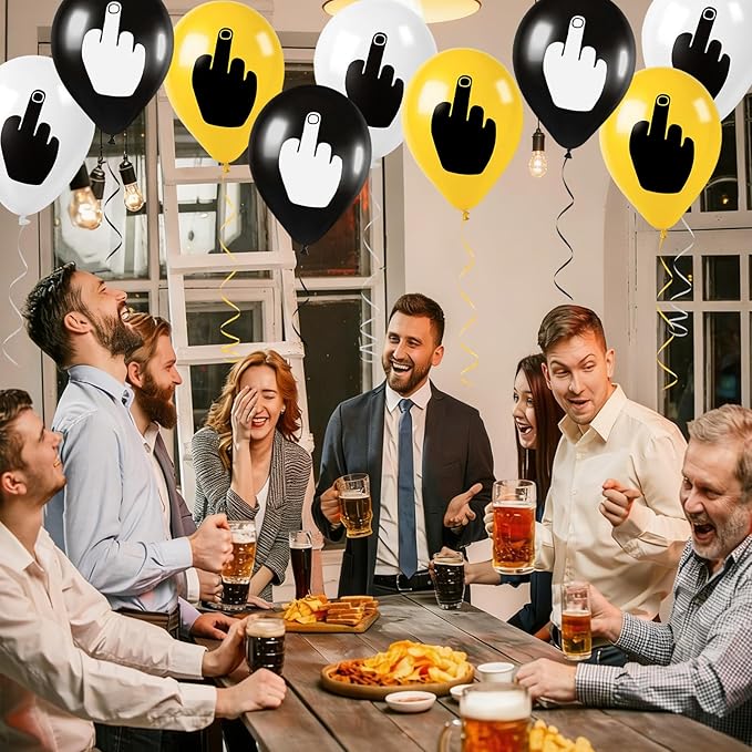 21 PCS Middle Finger Funny Balloons – Hilarious Birthday Decorations