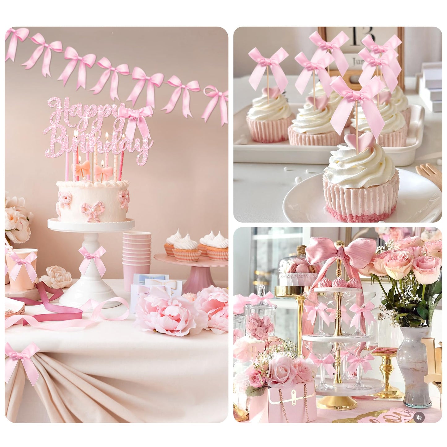 Kriyokiaa Pink Bow Birthday Decorations 92pcs Coquette Birthday Decor