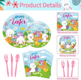 175 Pcs Easter Day Tableware Set Serves 25 Happy Easter Bunny and