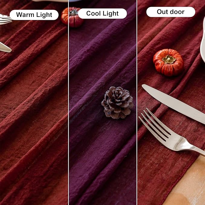 Keketoarrange Burgundy Table Runner Red Table Runner Cheesecloth