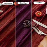 Keketoarrange Burgundy Table Runner Red Table Runner Cheesecloth
