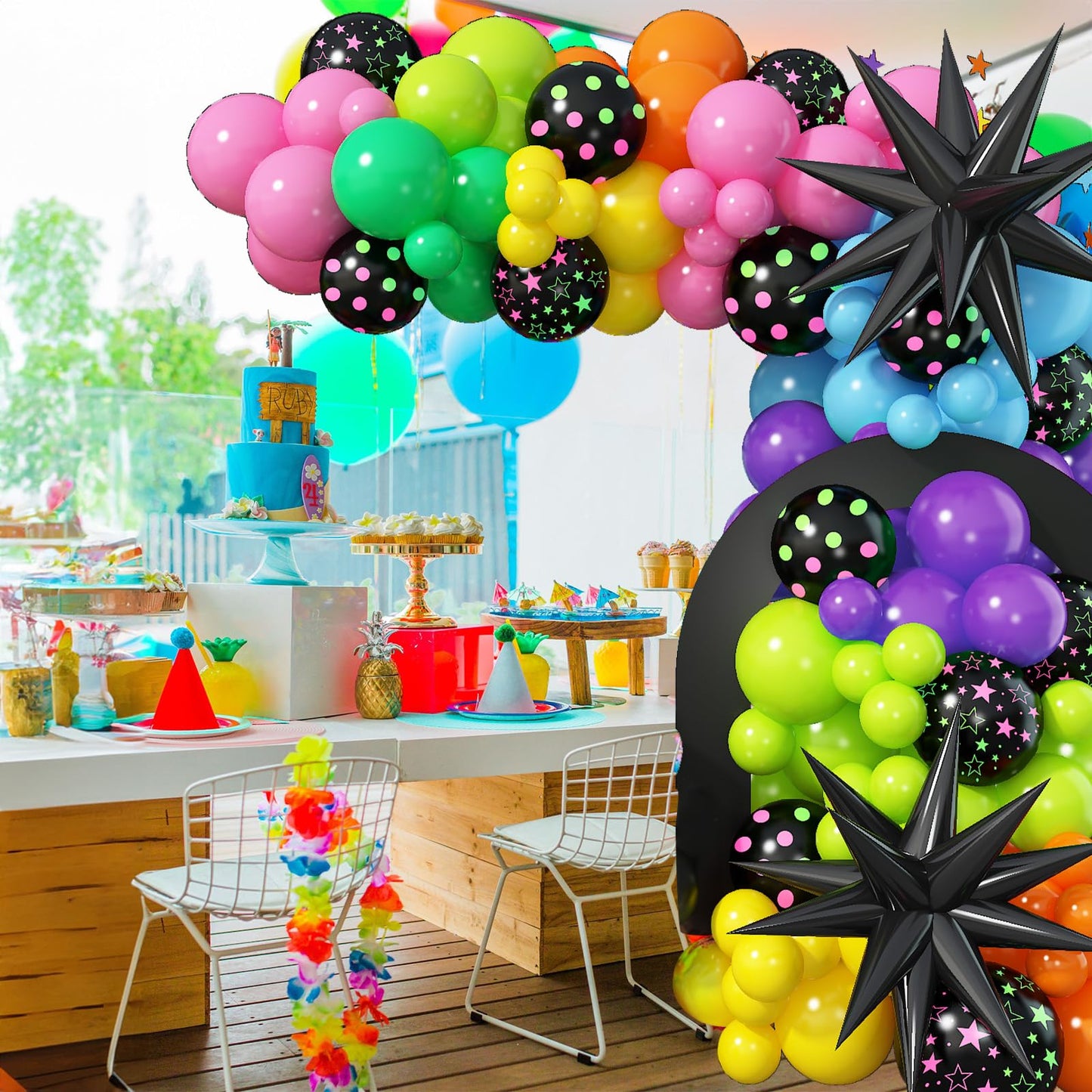Rainbow Balloon Arch Garland Kit, 137pcs Colorful Balloons whit