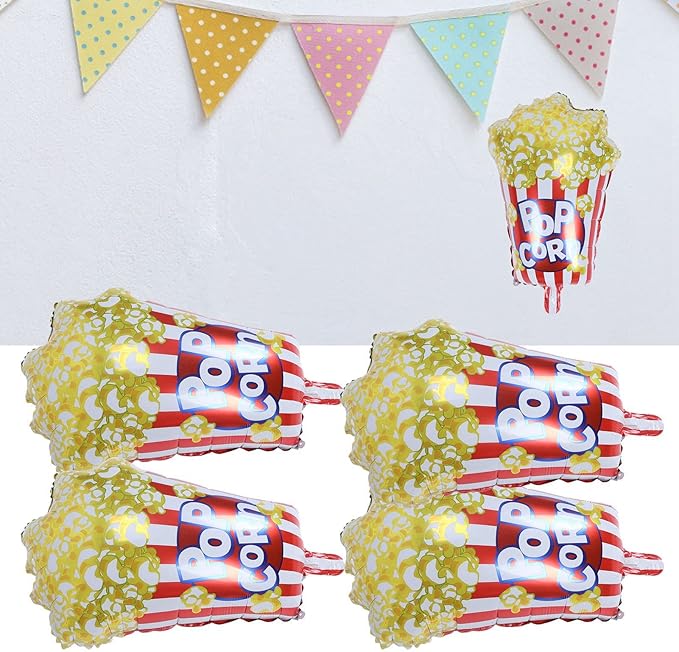 Popcorn Party Balloons 10pcs Reusable Aluminum Foil Movie Theme