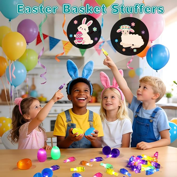 36 Pcs Prefilled Easter Eggs with LED Finger Lights Toys Easter