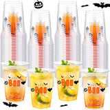 100 Pcs Halloween Plastic Cups Bulk 16 oz Disposable Halloween Boo