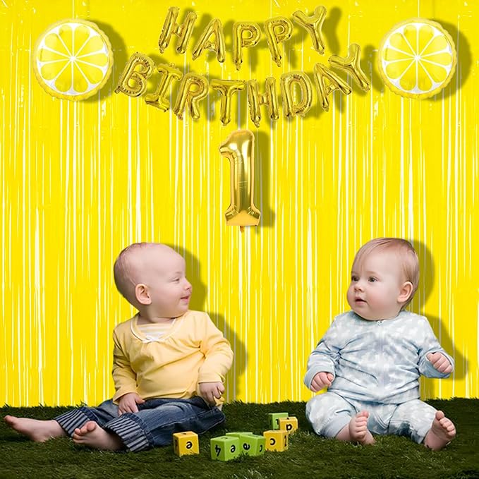 BRAVESHINE Fringe Curtain Backdrop - 2 Pack Pastel Yellow Photo