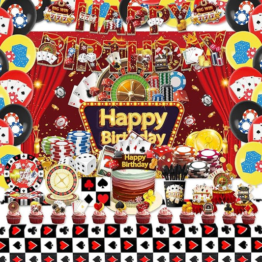 186Pcs Casino Theme Party Decorations Tableware Set Las Vegas Poker
