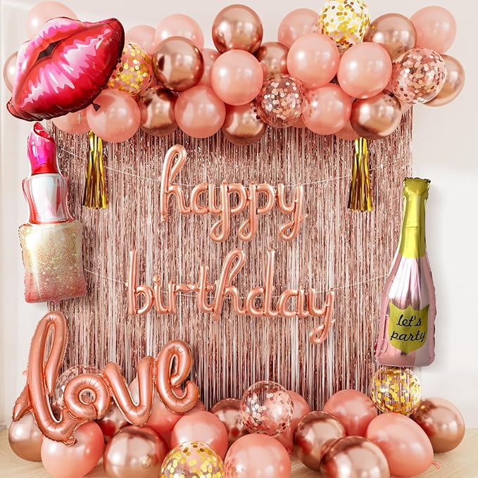 Rose Gold Happy Birthday Decorations for Women and Girls – Rose Gold