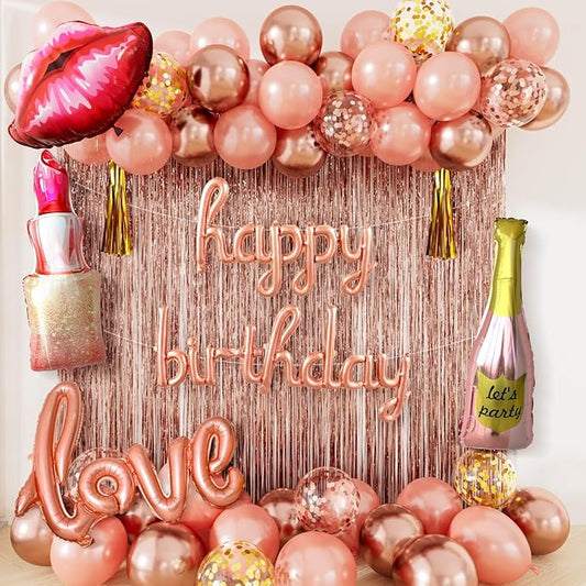 Rose Gold Happy Birthday Decorations for Women and Girls – Rose Gold
