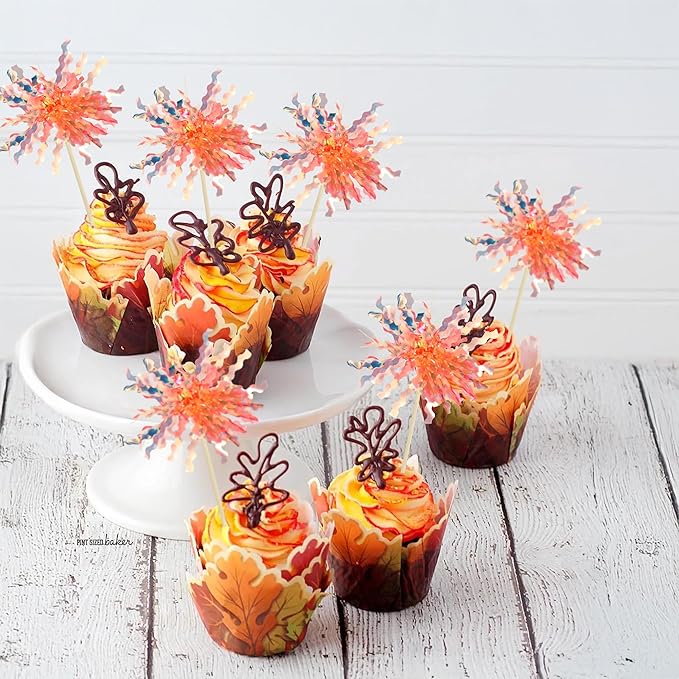 Gyufise 30Pcs Foil Firework Cupcake Toppers Sparkle Tinsel Cake #28
