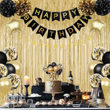 Birthday Decorations for Men Women, Gold and Black Party Decorations,