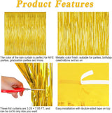 2 Pack Gold Tinsel Backdrop, 3.28 FT x 7.05 FT Metallic Fringe