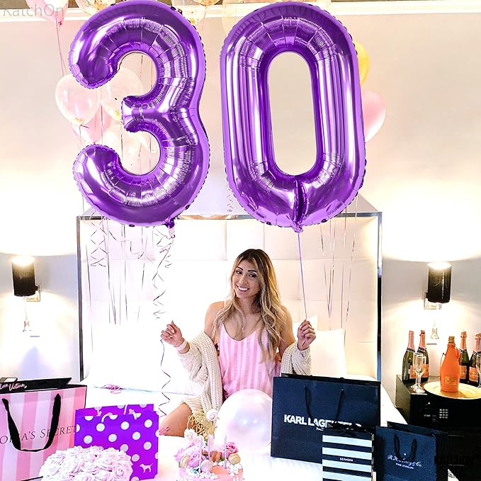 Giant, Purple 0 Number Balloons - 40 Inch | Pair 0 Digit Balloon to