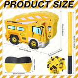Construction Truck Piñata with Blindfold Bat and Confetti