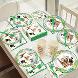 96Pcs Jungle Birthday Party Plates and Napkins Safari Animals Themed