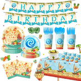 170PCS Tropical Birthday Party Supplies Hawaiian Luau Tableware Set