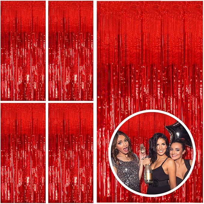 10 Pack Red Streamers Party Backdrop Christmas Decorations Foil