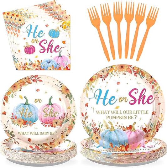 96Pcs Fall Pumpkin Gender Reveal Party Decorations Fall Gender
