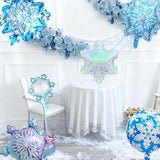 Biapian Snowflakes Balloons Set, Large Snowflake Shaped Foil Balloon,