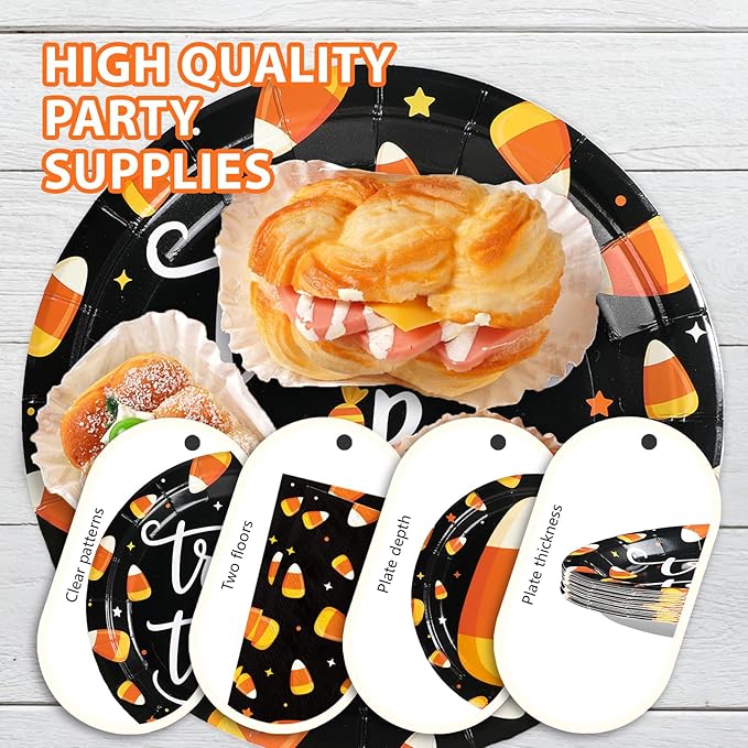 96PCS Candy Theme Corns Halloween Party Supplies Set Orange Trick
