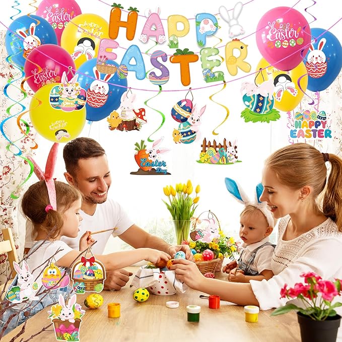 Easter Decorations for Home with Happy Easter Banner Easter Decor