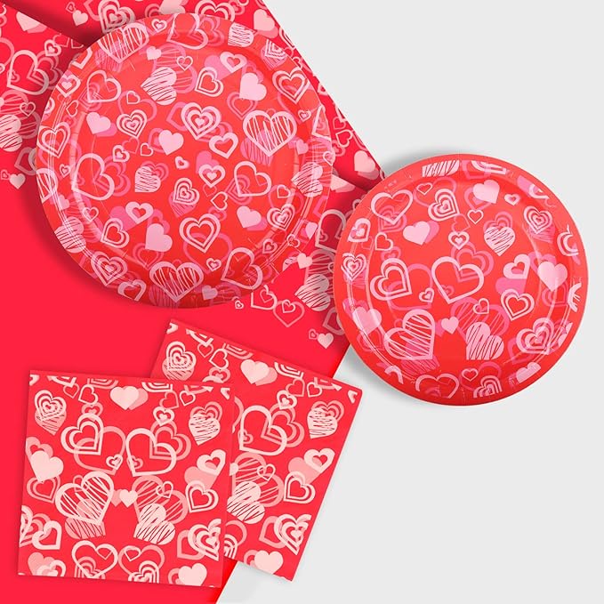 Valentine's Party Supplies Hot Heart Love Disposable Paper Plates