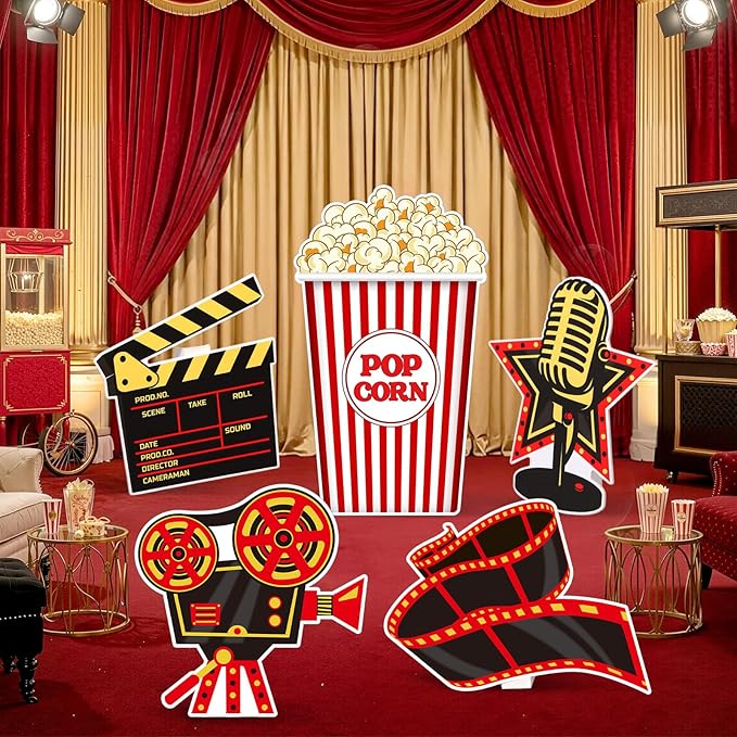 5 Pcs Large Movie Night Party Decorations 16.5 to 26.4 inch Movie