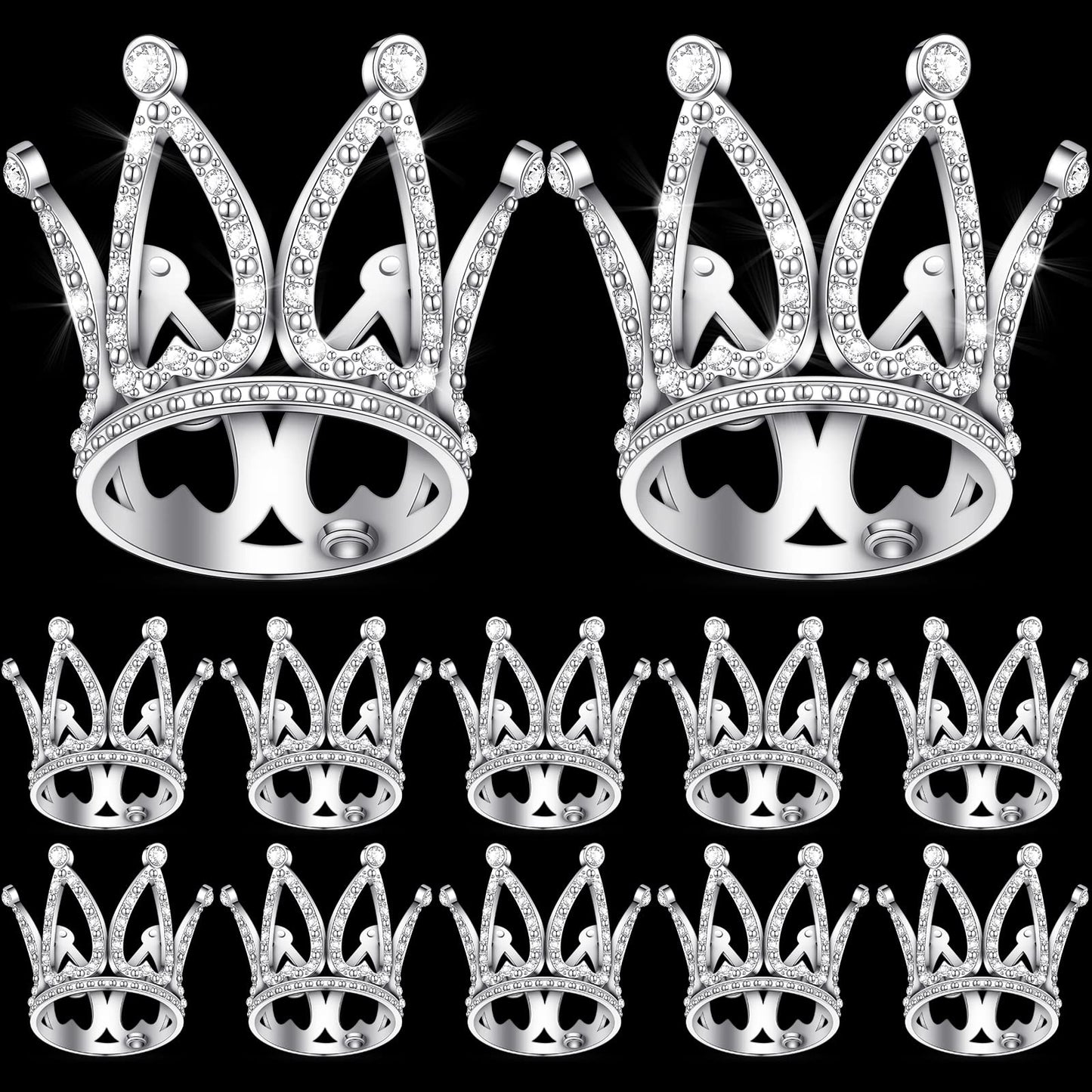 12 Pcs Crown Cake Topper Mini Baby Crown Tiny Queen Small Alloy