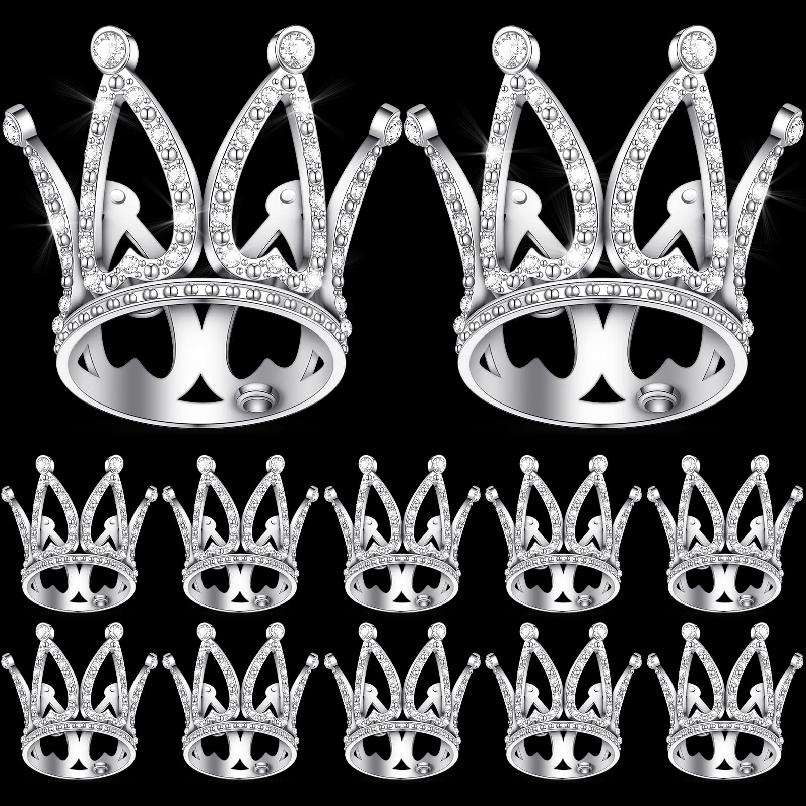 12 Pcs Crown Cake Topper Mini Baby Crown Tiny Queen Small Alloy