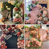 Sage Green Pink Balloons 12inch Dusty Green Pink Brown Balloon for
