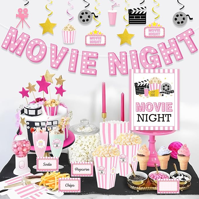 K KUMEED 20 pcs Movie Night Large Popcorn Favor Boxes 7.8 Inches