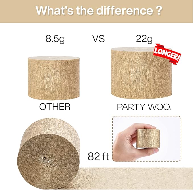PartyWoo Crepe Paper Streamers 6 Rolls 492ft, Pack of Gold, Silver