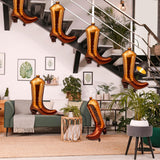 Wettarn 6 Pcs Cowboy Boot Balloons Bulk 25.6 Inch Large Cowgirl Rodeo
