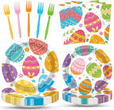 100 Pcs Easter Egg Tableware Party Supplies Set Serves 25 Disposable