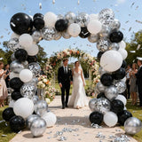 Zesliwy Black Silver Balloons Set,50pcs 12inch Metallic Silver Black
