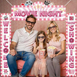 3Pcs Pink Movie Night Porch Banner Decoration Movie Theme Party