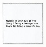 Five Star Funny 40th Birthday Quotes | White Cotton Cocktail Napkins