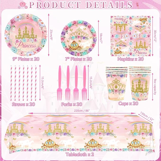 Princess Birthday Party Decorations Serves 20 Guests Including