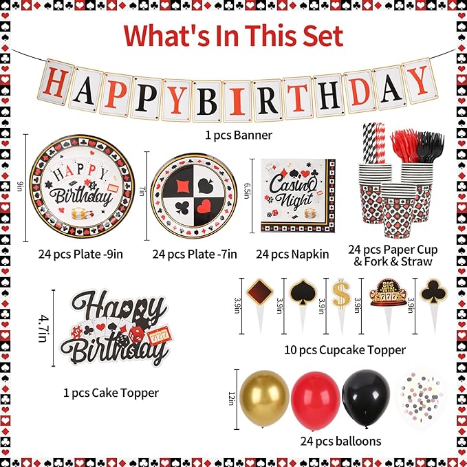 174pcs Casino Theme Party Decorations Casino Poker Games Night