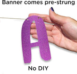 Pre-Strung Let's Party Purple Glitter Banner - Funny Bachelorette