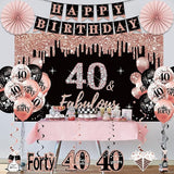 40th Birthday Decorations for Women 33pcs Black Rose Gold Happy 40th