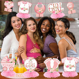 Aodocuto 12Pcs Pink Rose Gold Baby Shower Decorations Honeycomb