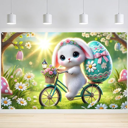 Easter Banner Polyester 43x70.86 Inches Banner Easter for Backyard