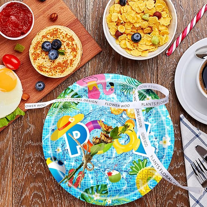 100Pcs Pool Party Supplies Summer Beach Party Set 7"Summer Pool