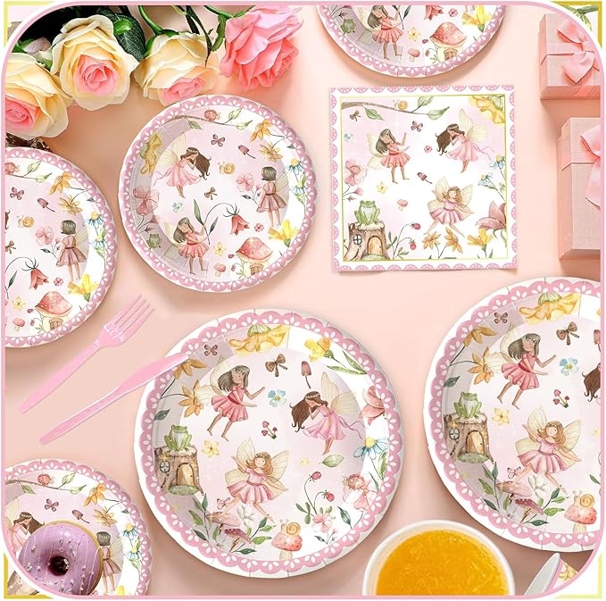 120PCS Fairy Party Supplies for Girls 1st 2rd First Birthday Fairies