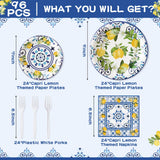 G1ngtar 96Pcs Capri Lemon Blue Tiles Yellow Lemon Summer Citrus Fruit