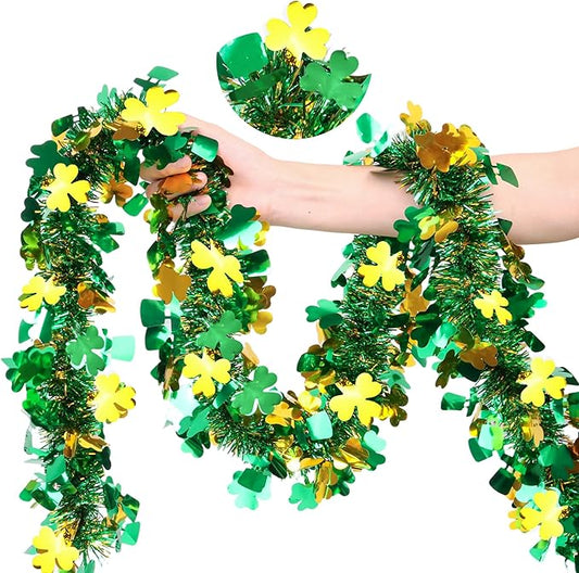 50 FT St Patricks Day Decorations Shamrock Garland Decor Green Gold